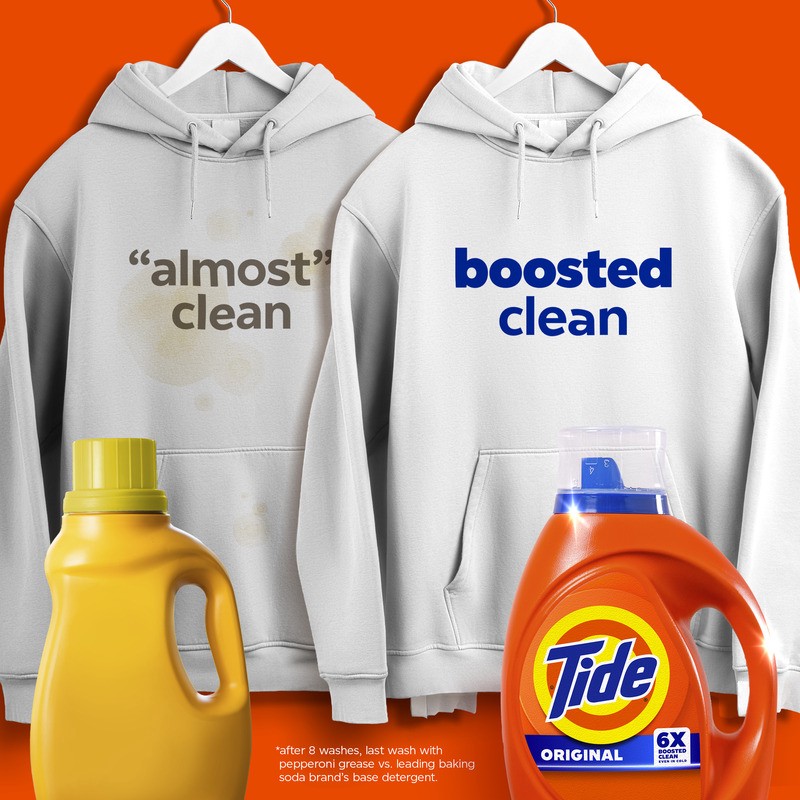slide 2 of 5, Tide Liquid Laundry Detergent, Original Scent, 48 Loads, 60 fl oz, Boosted Clean even in cold water, laundry soap, concentrated liquid detergent, 1.87 qt