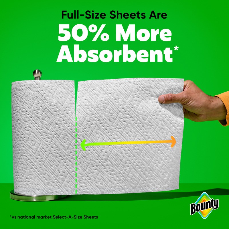 slide 2 of 4, Bounty Paper Towels Full Sheet White, 4 Double Rolls, 50 Sheets Per Roll, 4 ct