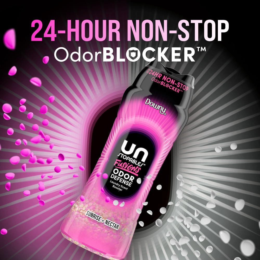 slide 5 of 6, Downy Unstopables Fusions Odor Defense In-Wash Laundry Scent Booster Beads, Sunrise + Nectar Scent, 21.1 OZ, 2-in-1 Laundry Beads for Odor Defense, 21.1 oz