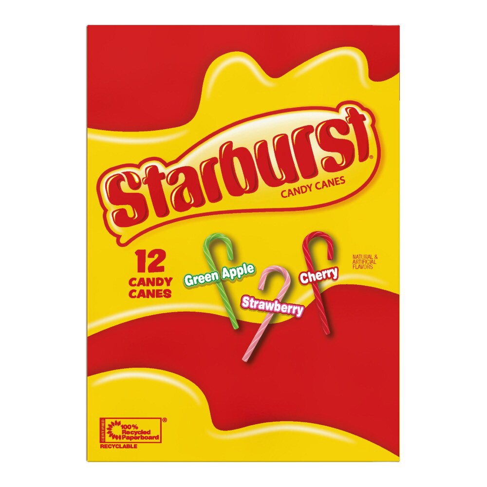 slide 2 of 5, Starburst® Assorted Flavored Candy Canes Compact Box, 12 ct; 5.3 oz