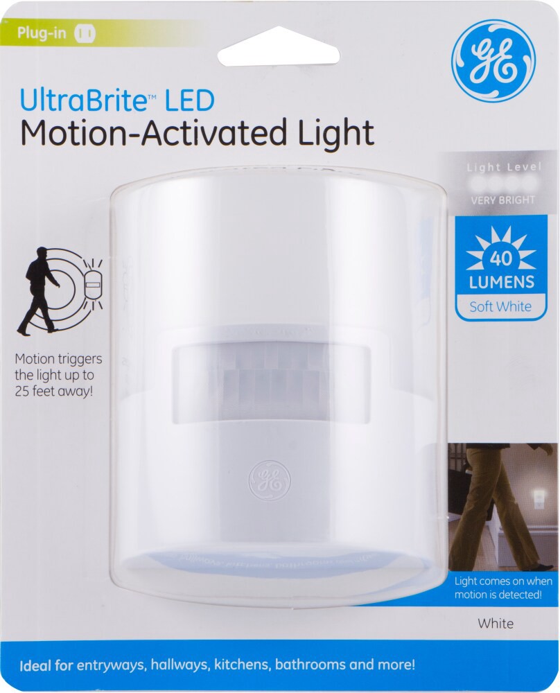 slide 2 of 3, GE UltraBrite Plug-In Motion Activated Soft White LED Light 1 ea, 1 ct