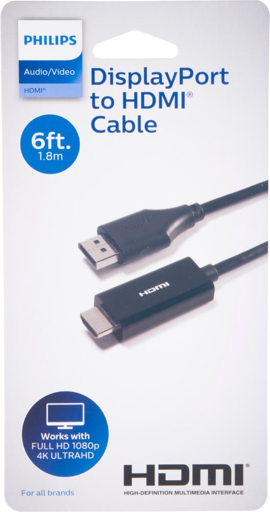 slide 3 of 5, Philips Displayport to HDMI 6 Feet Audio/Video Cable 1 ea, 1 ct
