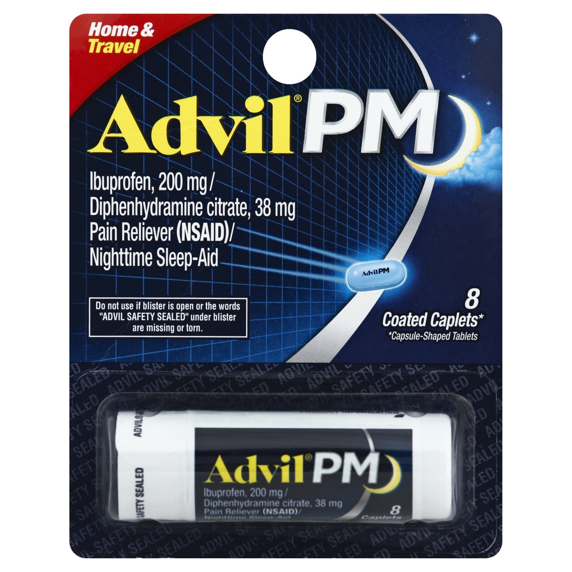 slide 1 of 4, Advil Pm Caplets, 8 ct