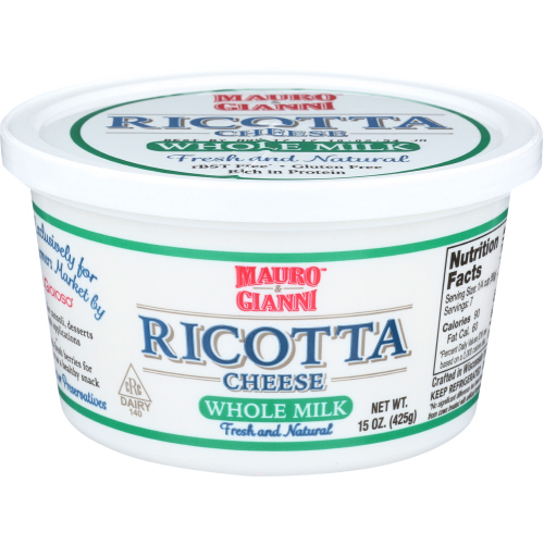 slide 1 of 1, Mauro & Gianni Whole Milk Ricotta Cheese, 15 oz
