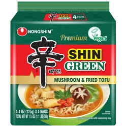 Nongshim Premium Shin Green Ramyun Noodles with Seasoning Mix 4 - 4.4 oz Bags