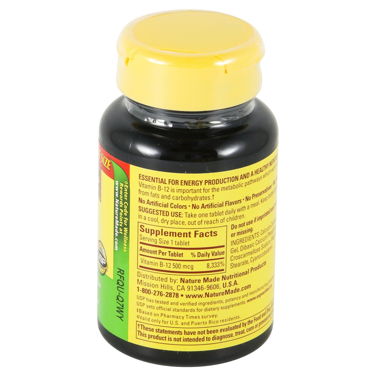 slide 2 of 4, Nature Made Vitamin B12 500 mcg, Dietary Supplement for Energy Metabolism Support, 200 Tablets, 200 Day Supply, 200 ct