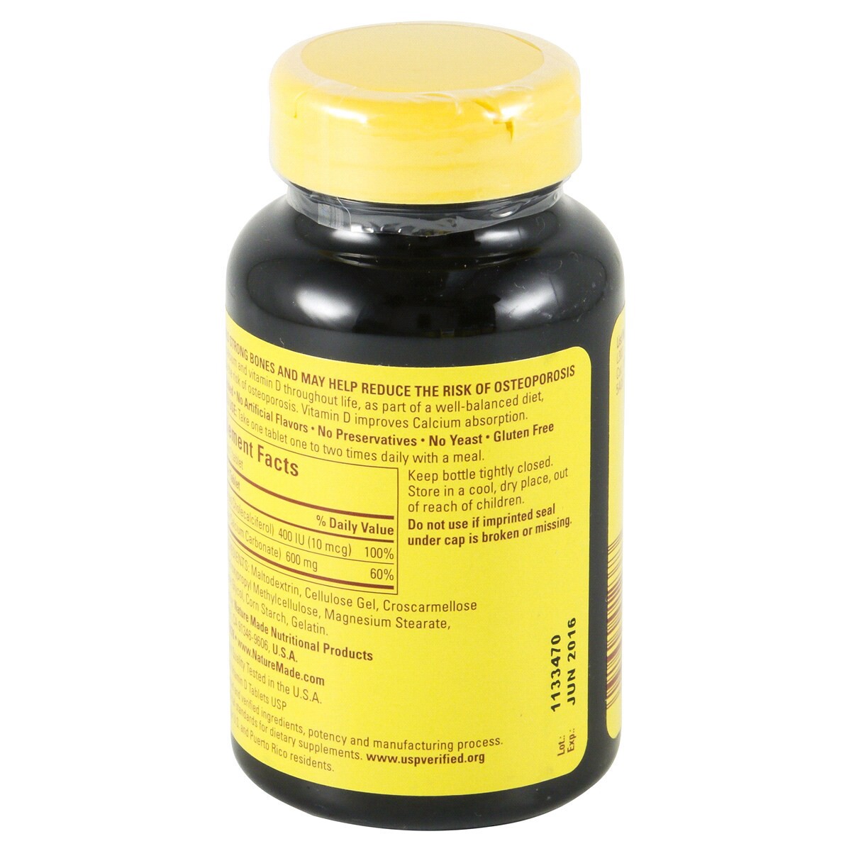 slide 2 of 4, Nature Made Calcium 600 mg with Vitamin D3 Tablets, 120 Count, 120 ct