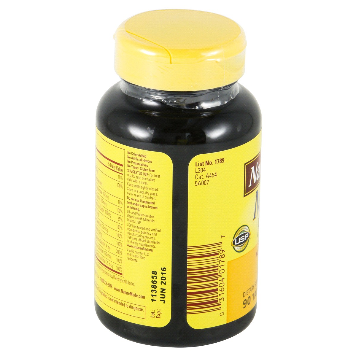 slide 2 of 4, Nature Made Multivitamin For Him with No Iron, Mens Multivitamins for Daily Nutritional Support, Multivitamin for Men, 90 Tablets, 90 Day Supply, 90 ct