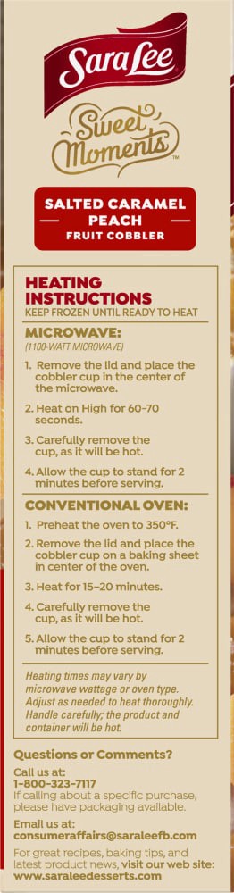 slide 2 of 4, Sara Lee  Sweet Moments Salted Caramel Peach Fruit Cobbler, 10 oz