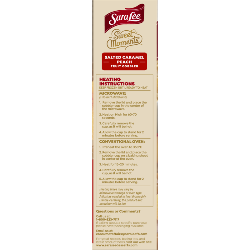 slide 3 of 5, Sara Lee  Sweet Moments Salted Caramel Peach Fruit Cobbler, 10 oz