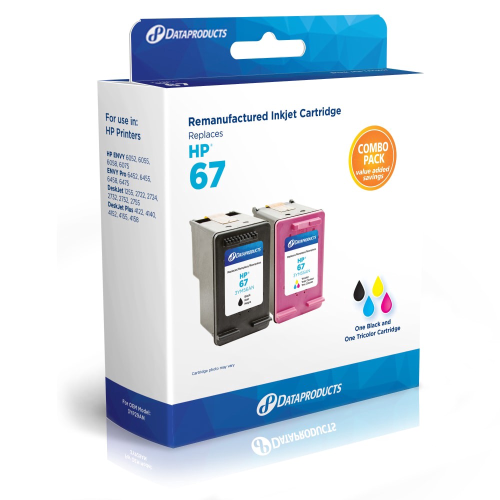 slide 2 of 2, Dataproducts Hp 67 Black & Tri-Color Inkjet Cartridges - Combo Pack, 2 ct