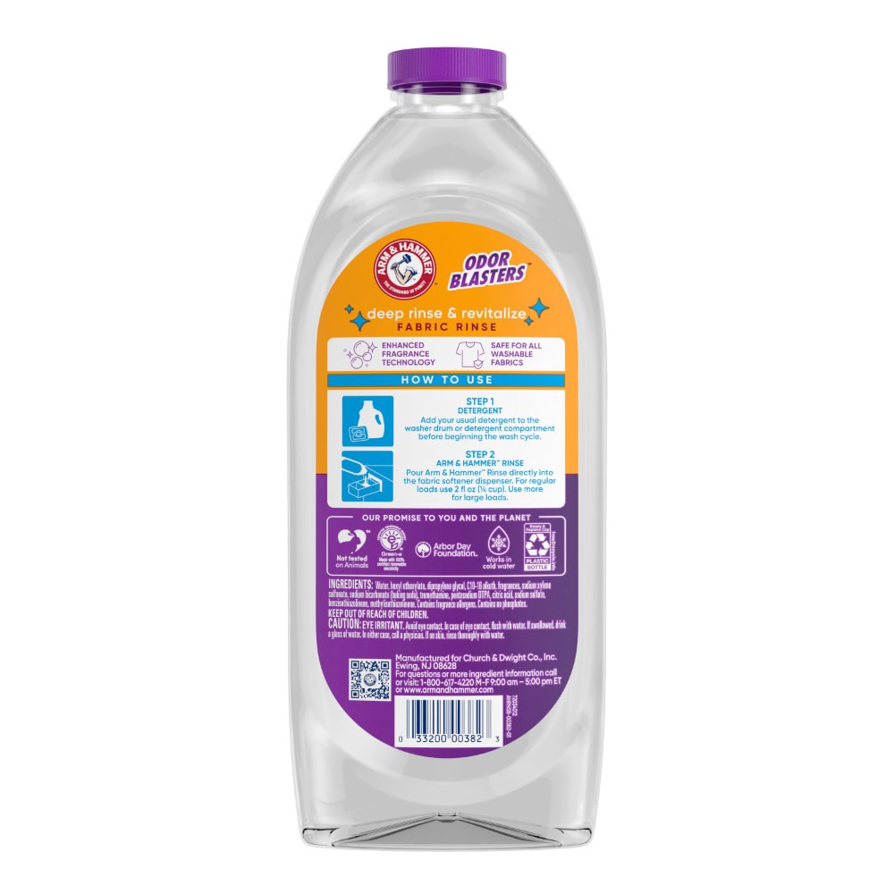 slide 6 of 6, ARM & HAMMER Odor Blasters Deep Rinse & Revitalize Fabric Rinse, Laundry Additive and Odor Eliminator for Sweat, Musty Odors, and Body Odors, Fresh Burst Scent, 50 fl oz, 50 fl oz
