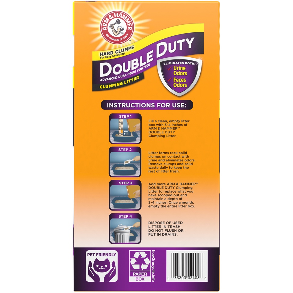 slide 2 of 4, ARM & HAMMER Double Duty Advanced Odor Control Clumping Cat Litter, 40 lb