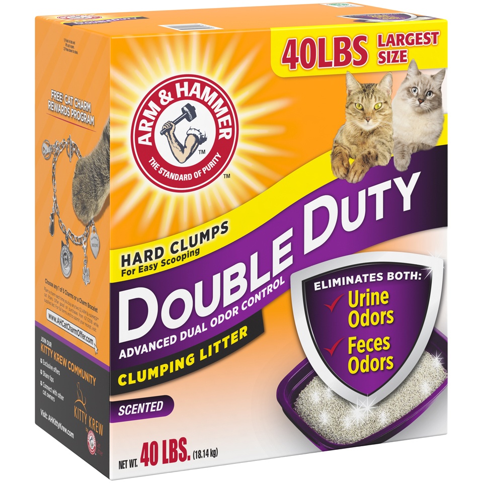 slide 3 of 4, ARM & HAMMER Double Duty Advanced Odor Control Clumping Cat Litter, 40 lb