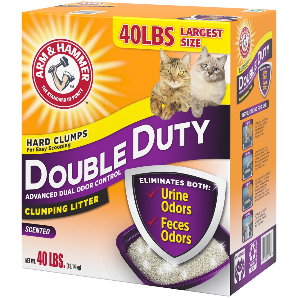 slide 4 of 4, ARM & HAMMER Double Duty Advanced Odor Control Clumping Cat Litter, 40 lb