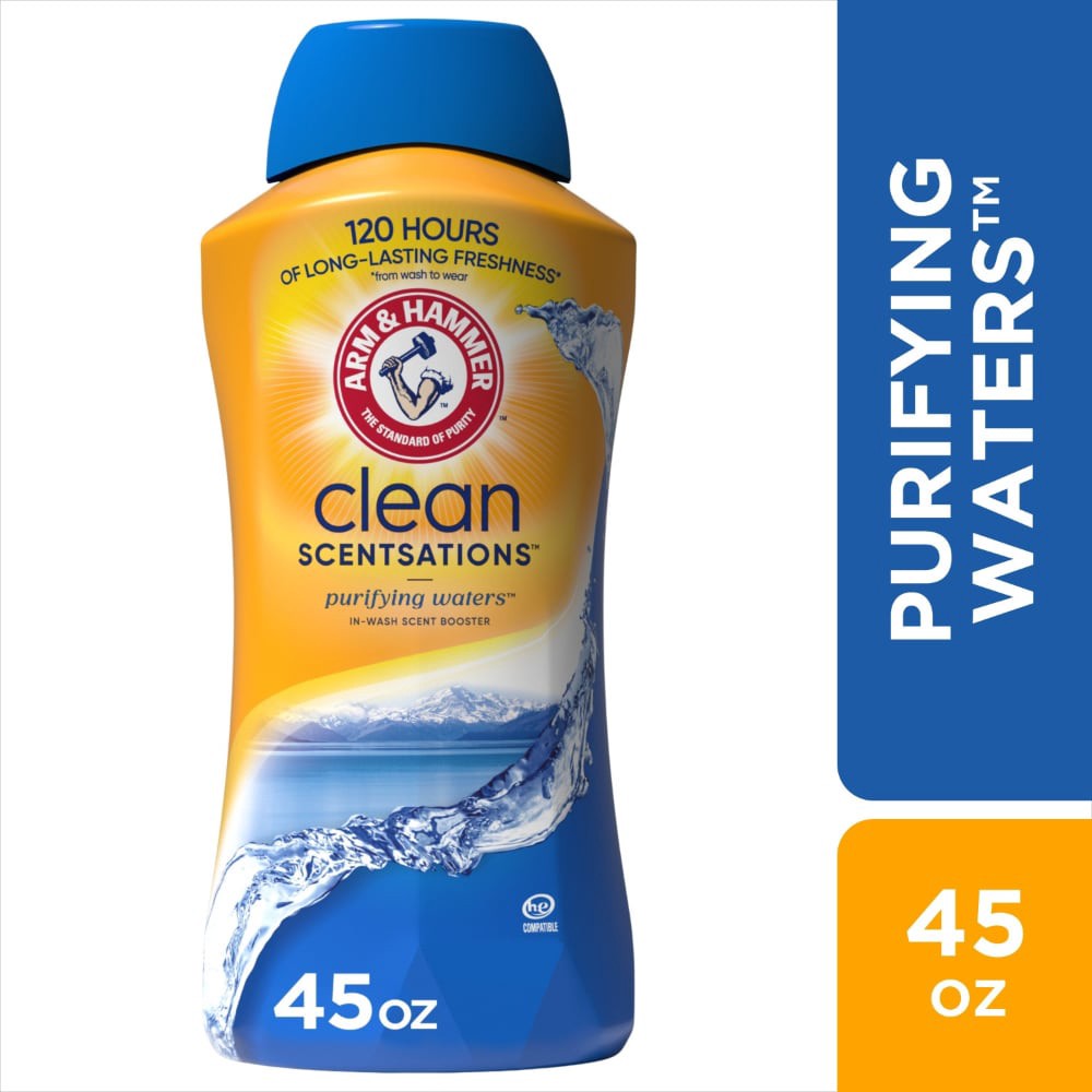 slide 5 of 6, Arm & Hammer Clean Scentsation In-Wash Scent Booster Beads - Purifying Waters, 45 oz