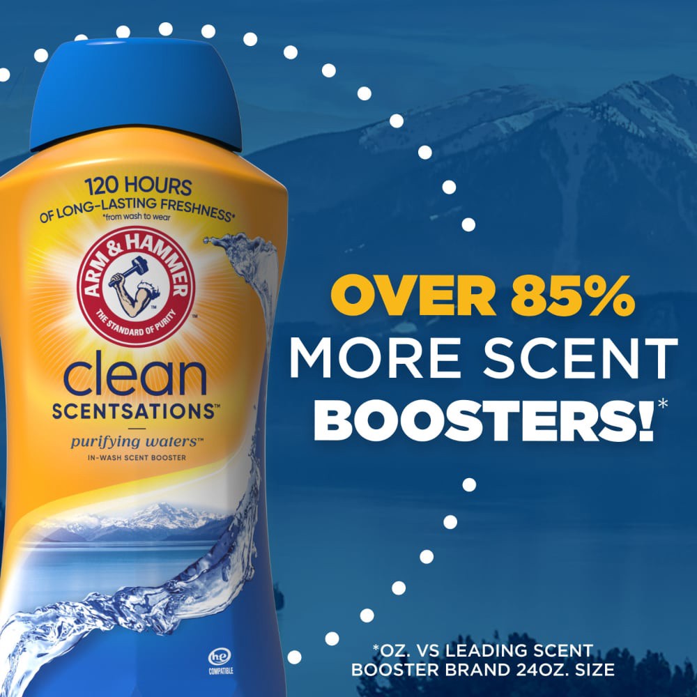 slide 2 of 2, Arm & Hammer Clean Scentsation In-Wash Scent Booster Beads - Purifying Waters, 45 oz