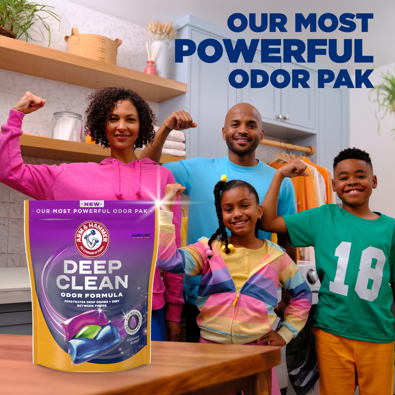 slide 4 of 5, ARM & HAMMER Deep Clean Odor Formula Laundry Detergent Power Paks, 21 ct., 0.92 lb