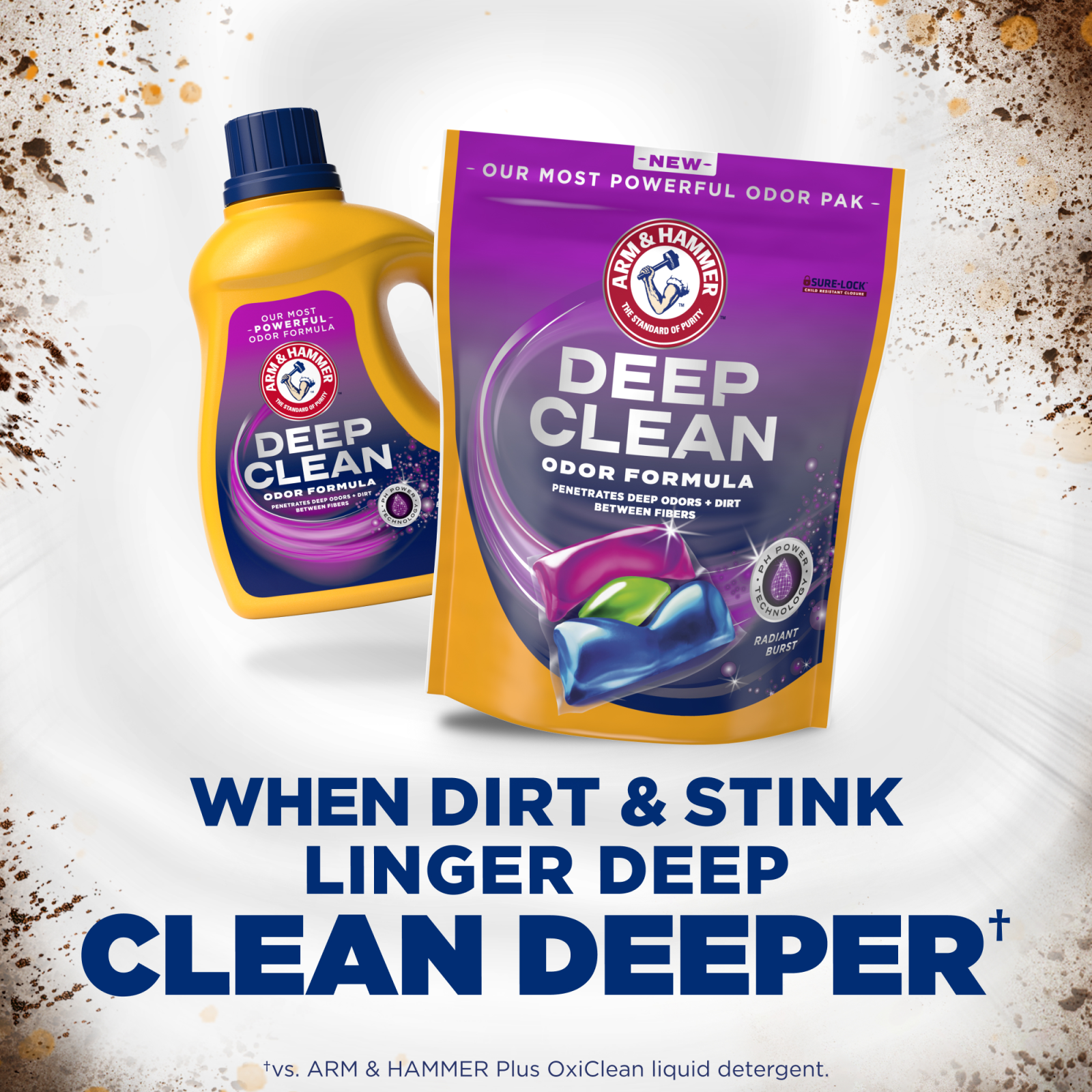 slide 5 of 5, ARM & HAMMER Deep Clean Odor Formula Laundry Detergent Power Paks, 21 ct., 0.92 lb