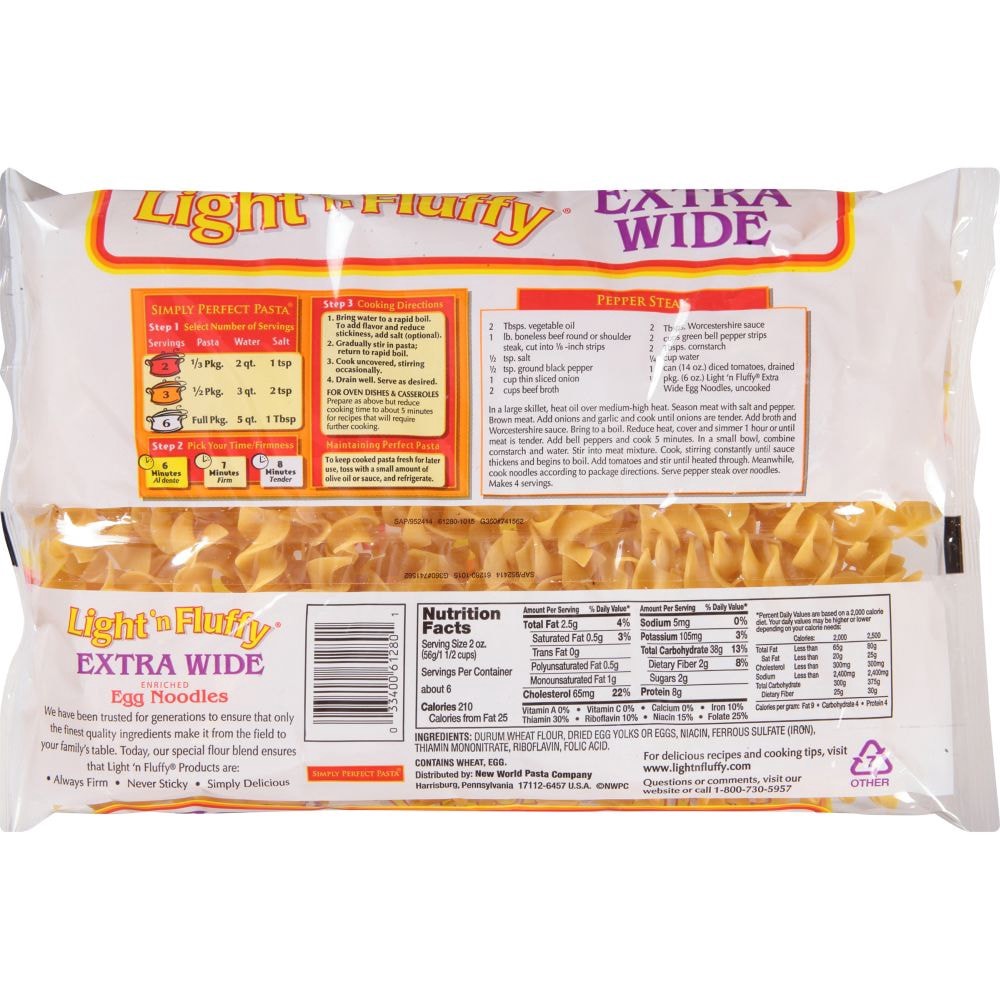 slide 2 of 2, Light 'n Fluffy Extra Wide Enriched Egg Noodles 12 oz, 12 oz