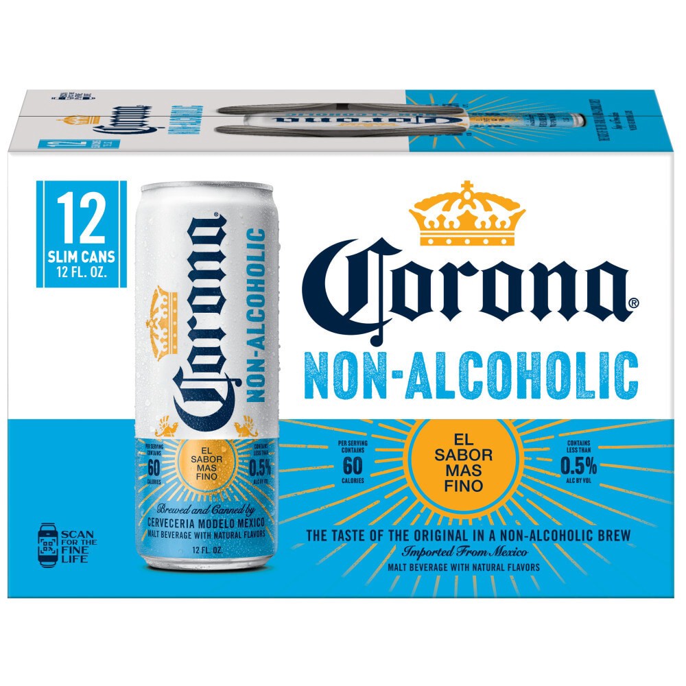 slide 4 of 4, Corona Non-Alcoholc 12Pk Can 12Oz, 12 ct; 12 oz