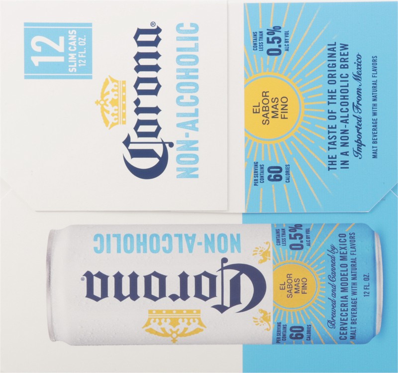 slide 5 of 5, Corona Non-Alcoholc 12Pk Can 12Oz, 12 ct; 12 oz