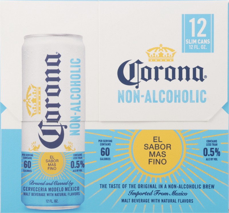 slide 4 of 5, Corona Non-Alcoholc 12Pk Can 12Oz, 12 ct; 12 oz