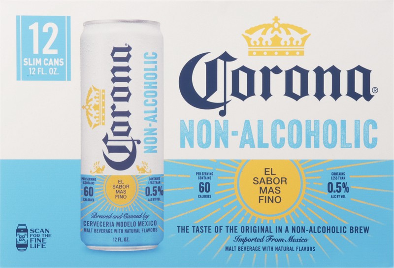 slide 2 of 5, Corona Non-Alcoholc 12Pk Can 12Oz, 12 ct; 12 oz