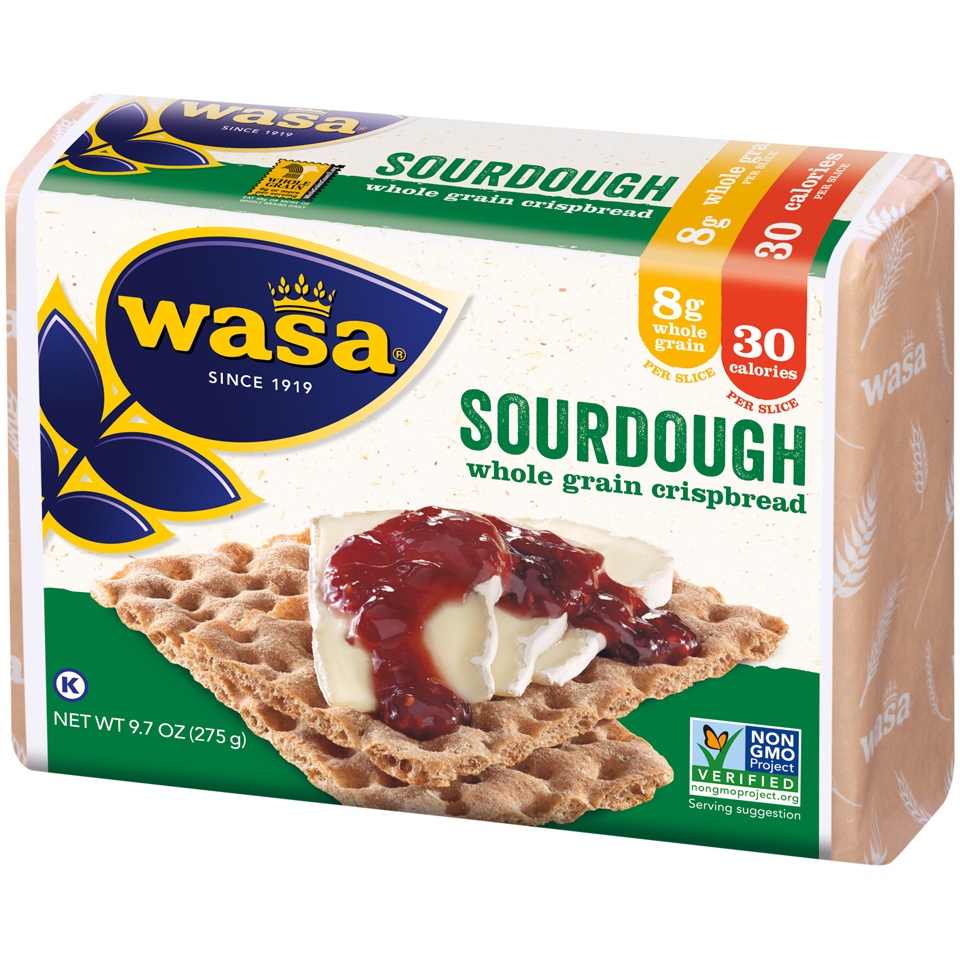 slide 3 of 6, Wasa Sourdough Whole Grain Crispbread Wrapper, 9.7 oz