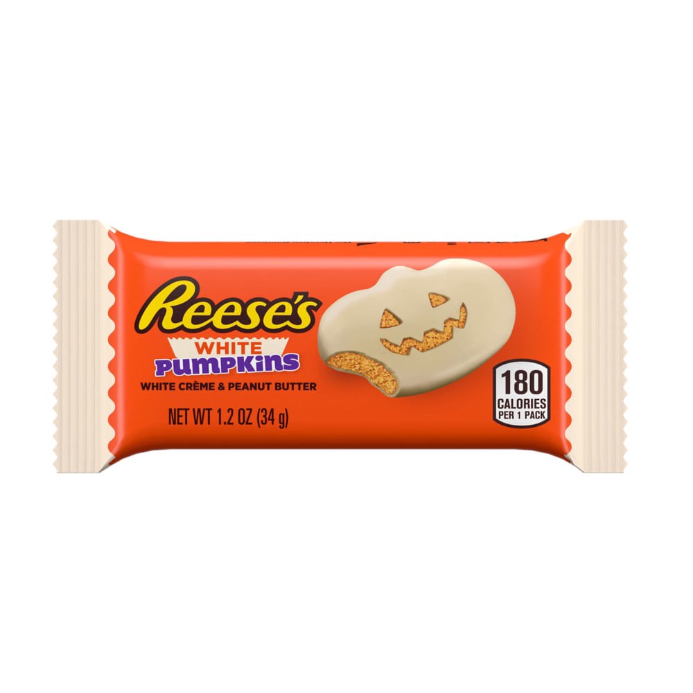 slide 3 of 5, REESE'S White Creme Peanut Butter Pumpkins, Halloween Candy Pack, 1.2 oz, 1.2 oz