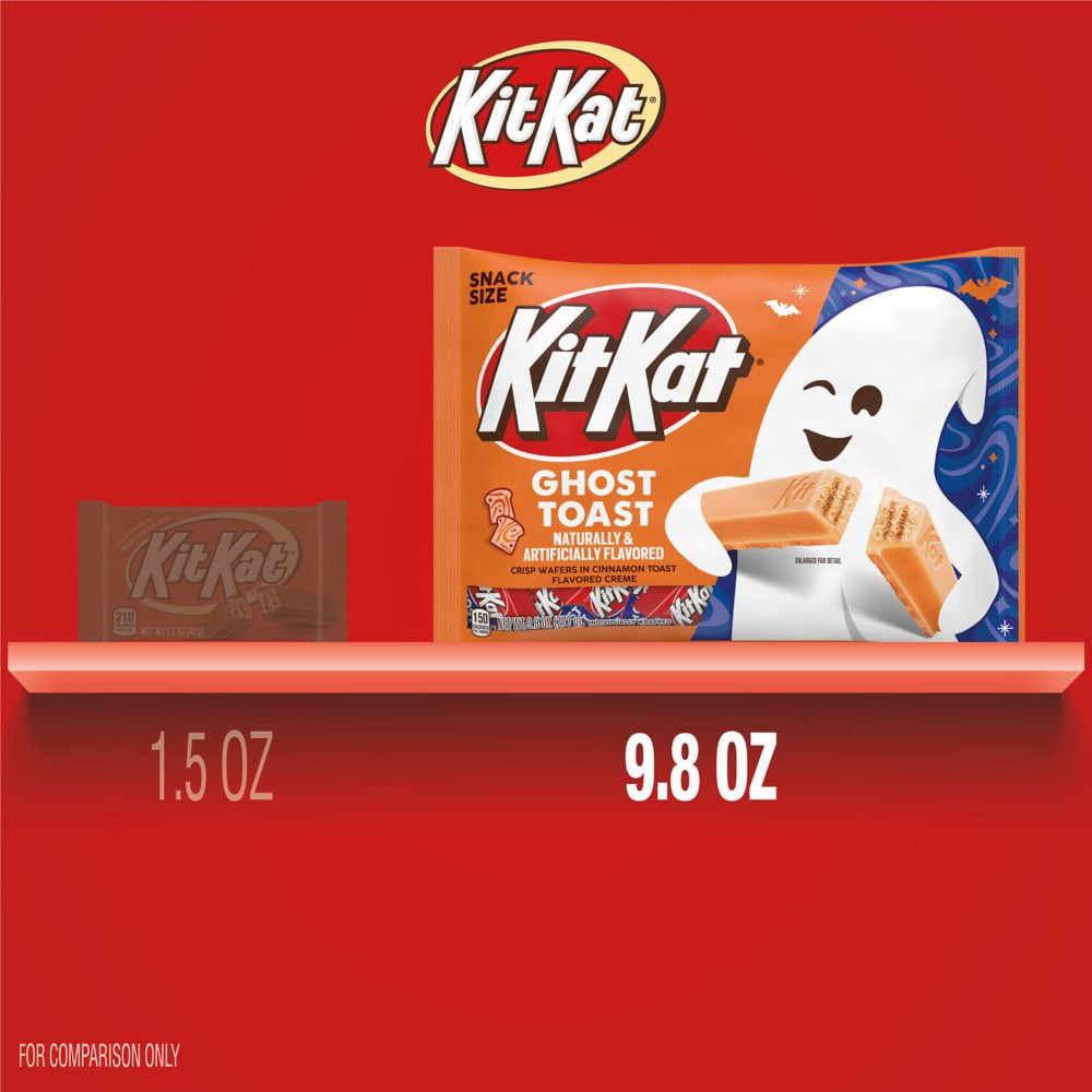 slide 2 of 6, KIT KAT Cinnamon Toast Flavored Creme Wafer Snack Size, Halloween Candy Bag, 9.8 oz, 9.8 oz