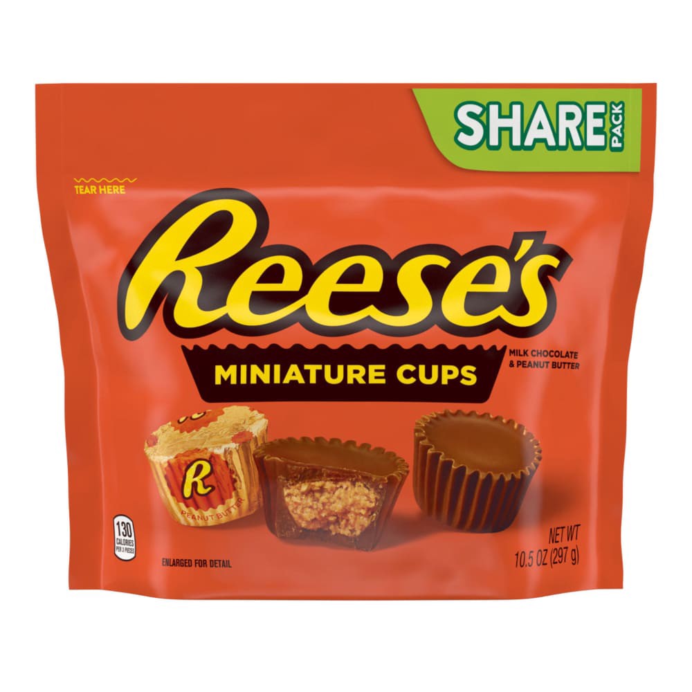 slide 4 of 6, Reese's Miniature Cups, Milk Chocolate & Peanut Butter, Share Pack, 10.5 oz