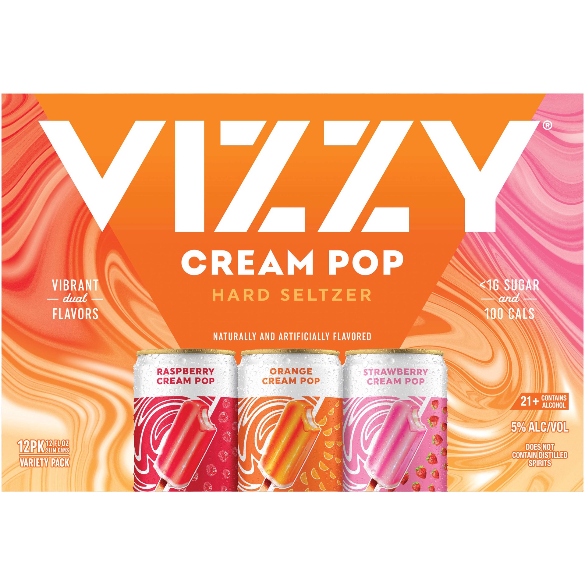 slide 3 of 5, Vizzy Cream Pop Raspberry/Orange/Strawberry Hard Seltzer Variety Pack 12 - 12 fl oz Cans, 12 ct