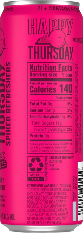 slide 5 of 5, Happy Thursday Raspberry Dragonfruit 12pk 12oz Can, 12 ct; 12 oz