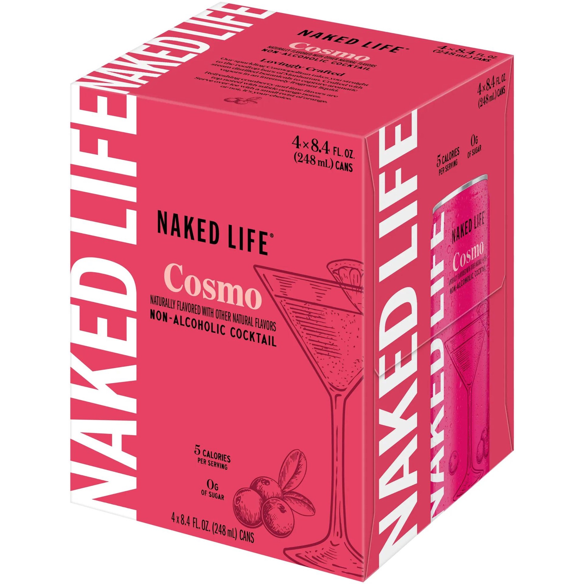 slide 3 of 5, Naked Life Cosmo Non-Alcoholic Drinks 4 pack, 8.4 fl oz cans, 4 ct