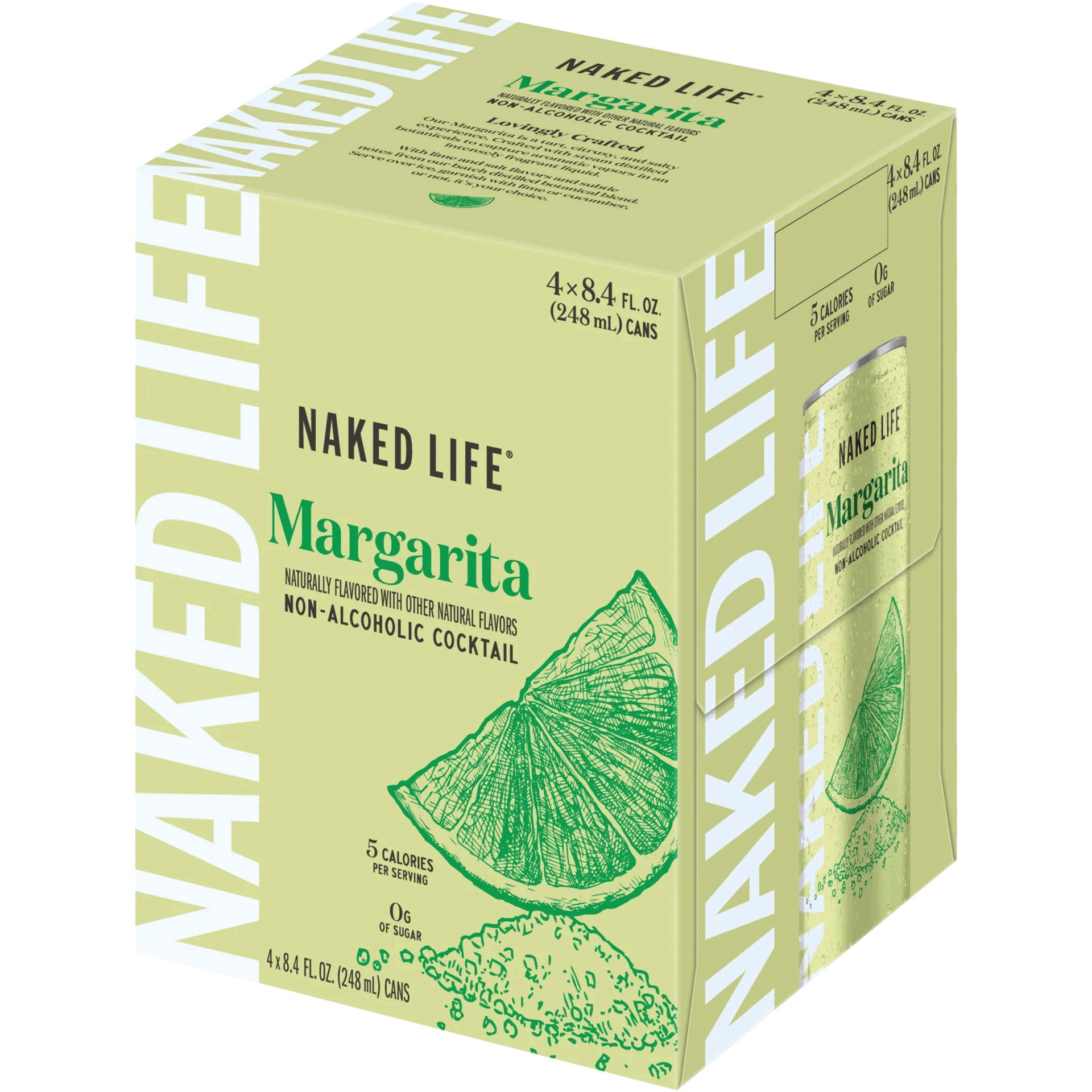 slide 2 of 5, Naked Life Non-Alcoholic Margarita Cocktail 4 - 8.4 fl oz Cans, 4 ct