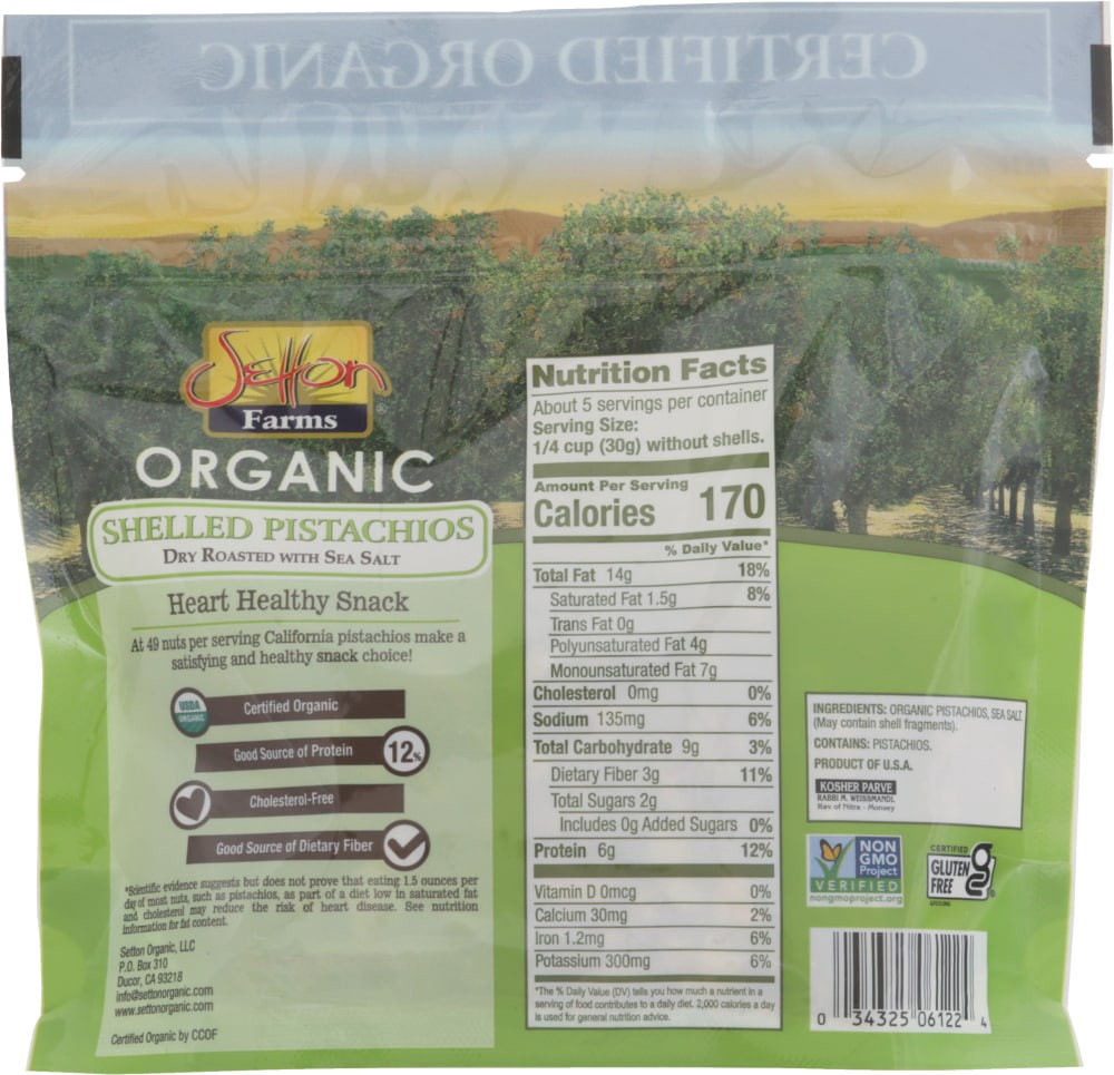 slide 2 of 4, Setton Farms® Organic Shelled Pistachio Kernels Dry Roasted with Sea Salt, 5 oz