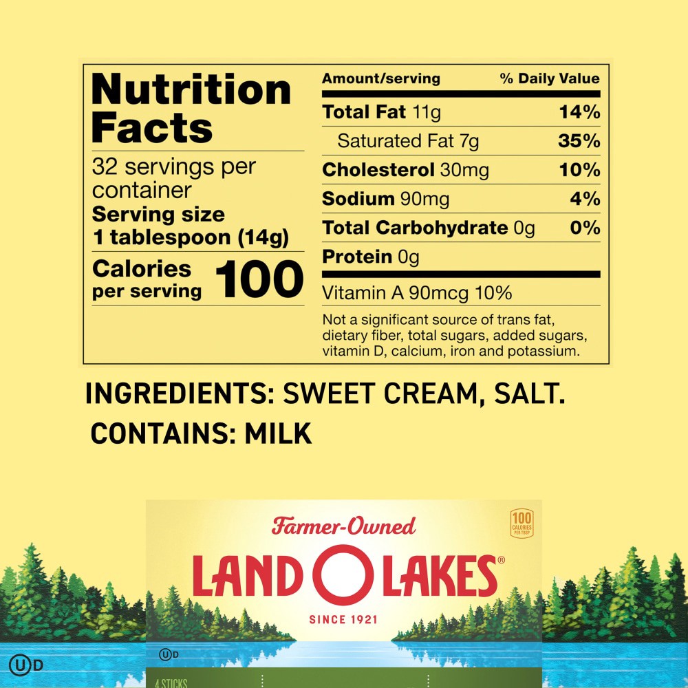 slide 5 of 6, Land O'Lakes Salted Butter, 4 sticks, 1 lb pack, 1 lb
