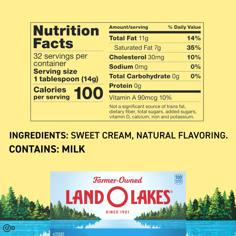 slide 6 of 6, Land O'Lakes Unsalted Butter, 4 Sticks, 1 lb Pack, 1 lb