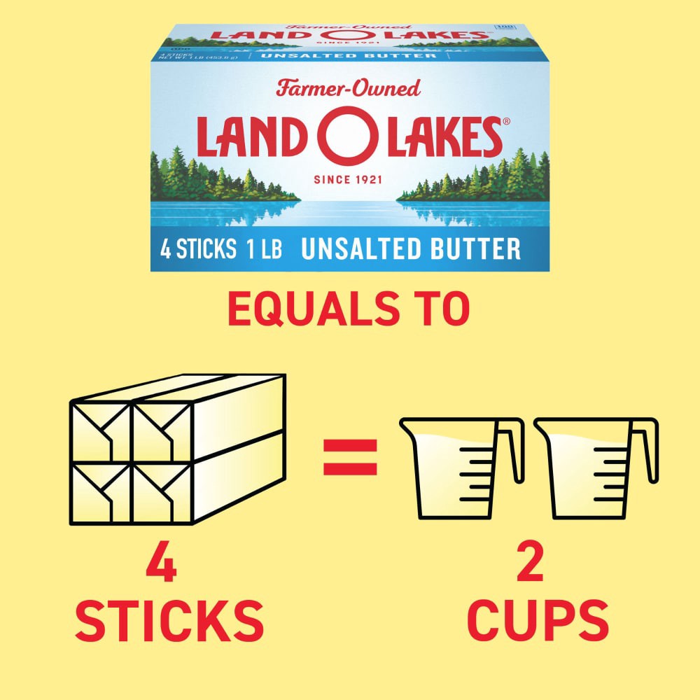 slide 3 of 6, Land O'Lakes Unsalted Butter, 4 Sticks, 1 lb Pack, 1 lb