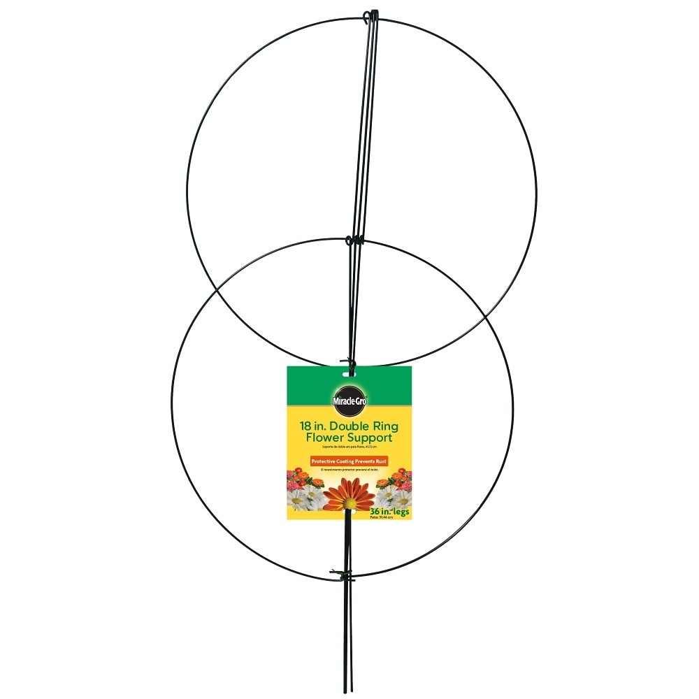 slide 1 of 1, Miracle-Gro Double Ring Flower Support - Green - 18 To 36 Inch, 1 ct