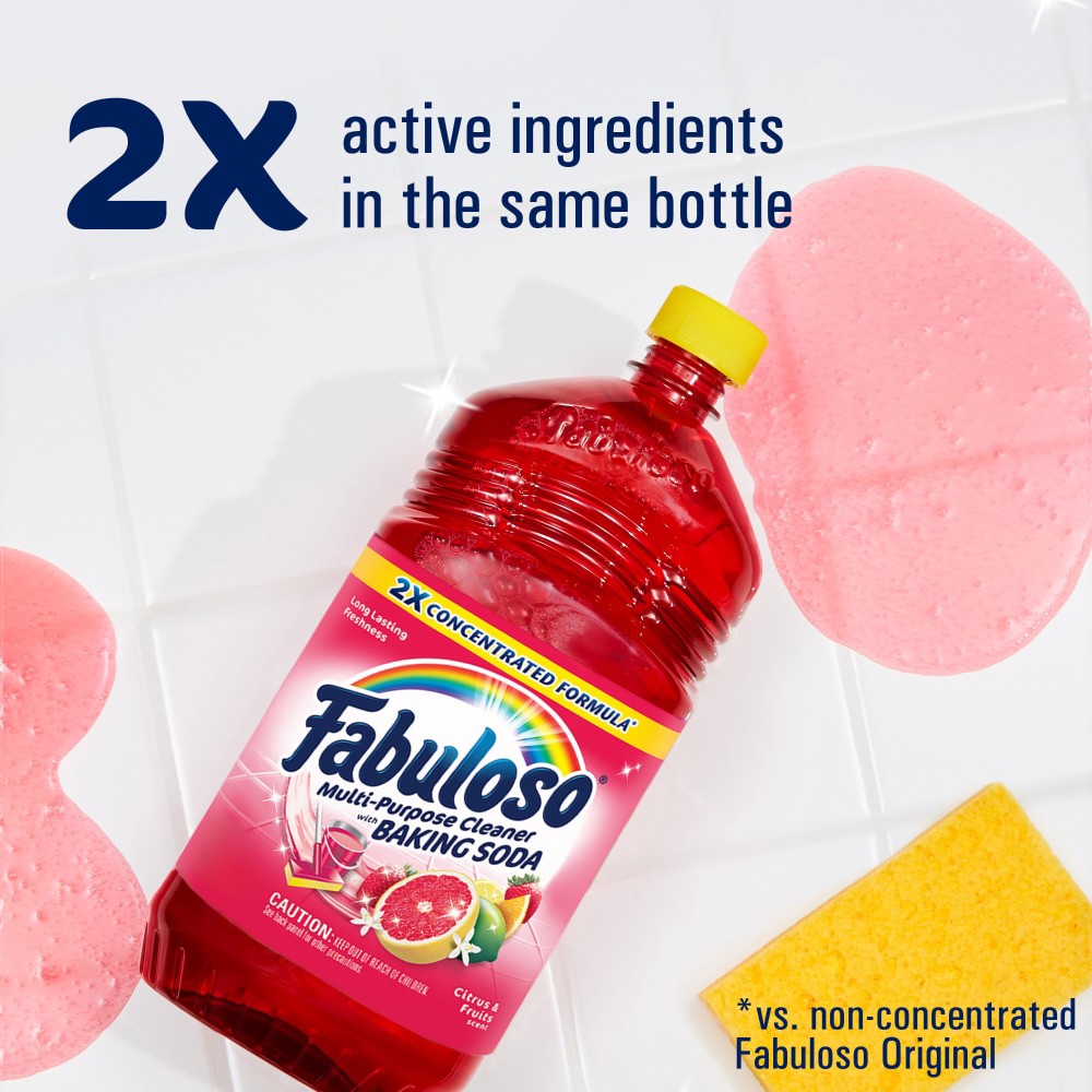 slide 2 of 6, Fabuloso Multi-Purpose Cleaner, 2X Concentrated Formula, Citrus & Fruits with Baking Soda, 56 Oz., 56 fl oz