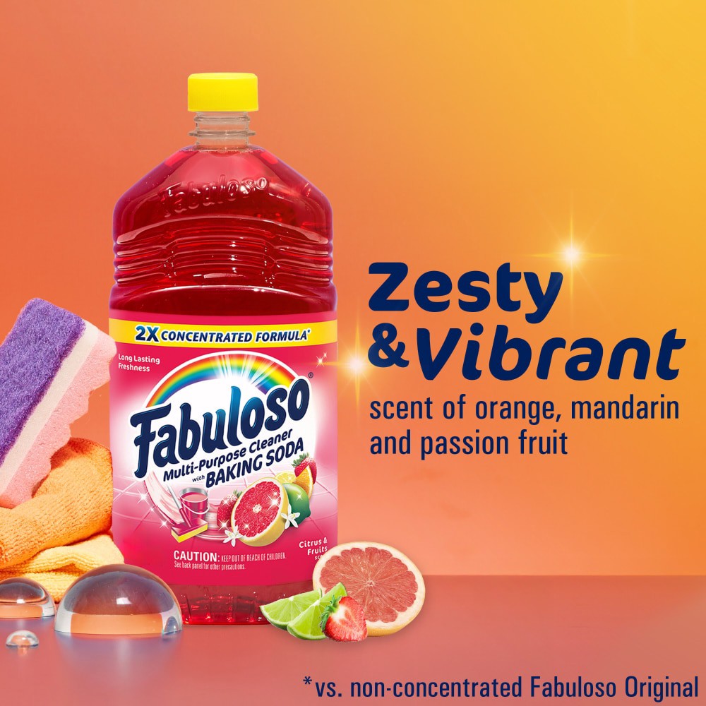 slide 5 of 6, Fabuloso Multi-Purpose Cleaner, 2X Concentrated Formula, Citrus & Fruits with Baking Soda, 56 Oz., 56 fl oz