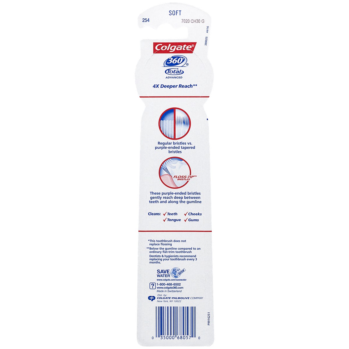 slide 3 of 4, Colgate 360 Advanced Floss Tip Bristles Manual Toothbrush Soft - 2 Count, 2 ct
