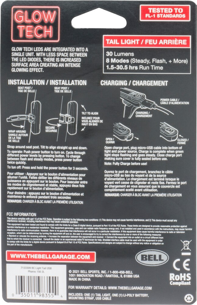 slide 2 of 4, Bell Pharos 150 Led Usb Rechargeable Bicycle Safety Tail Light, 1 ct