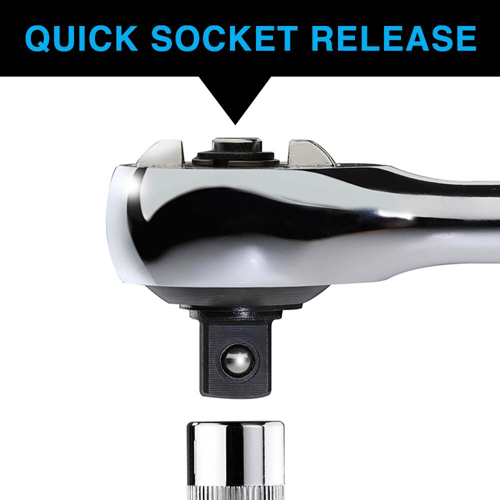 slide 3 of 5, Zero Degree 1/4 Drive Gearless Ratchet With Socket Quick Release, 1 ct