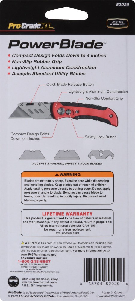 slide 2 of 2, Pro-Grade Powerblade Folding Utility Knife - Red/Black, 1 ct