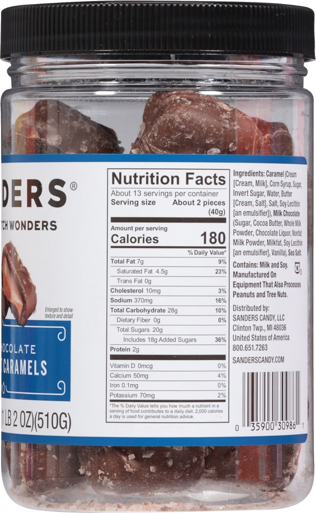 slide 3 of 3, Sanders Milk Chocolate Sea Salt Caramels 18 oz, 18 oz