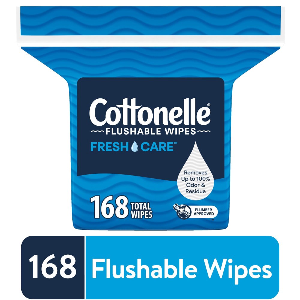 slide 6 of 6, Cottonelle Fresh Care Flushable Wet Wipes, Adult Wet Wipes, 1 Refill Pack, 168 Wipes per Pack (168 Total Flushable Wipes), 168 ct
