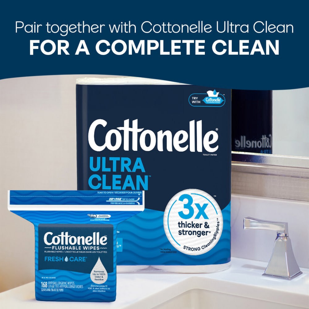 slide 4 of 6, Cottonelle Fresh Care Flushable Wet Wipes, Adult Wet Wipes, 1 Refill Pack, 168 Wipes per Pack (168 Total Flushable Wipes), 168 ct